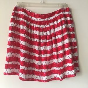 Cynthia Rowley Pink and White Striped Cherry Skirt